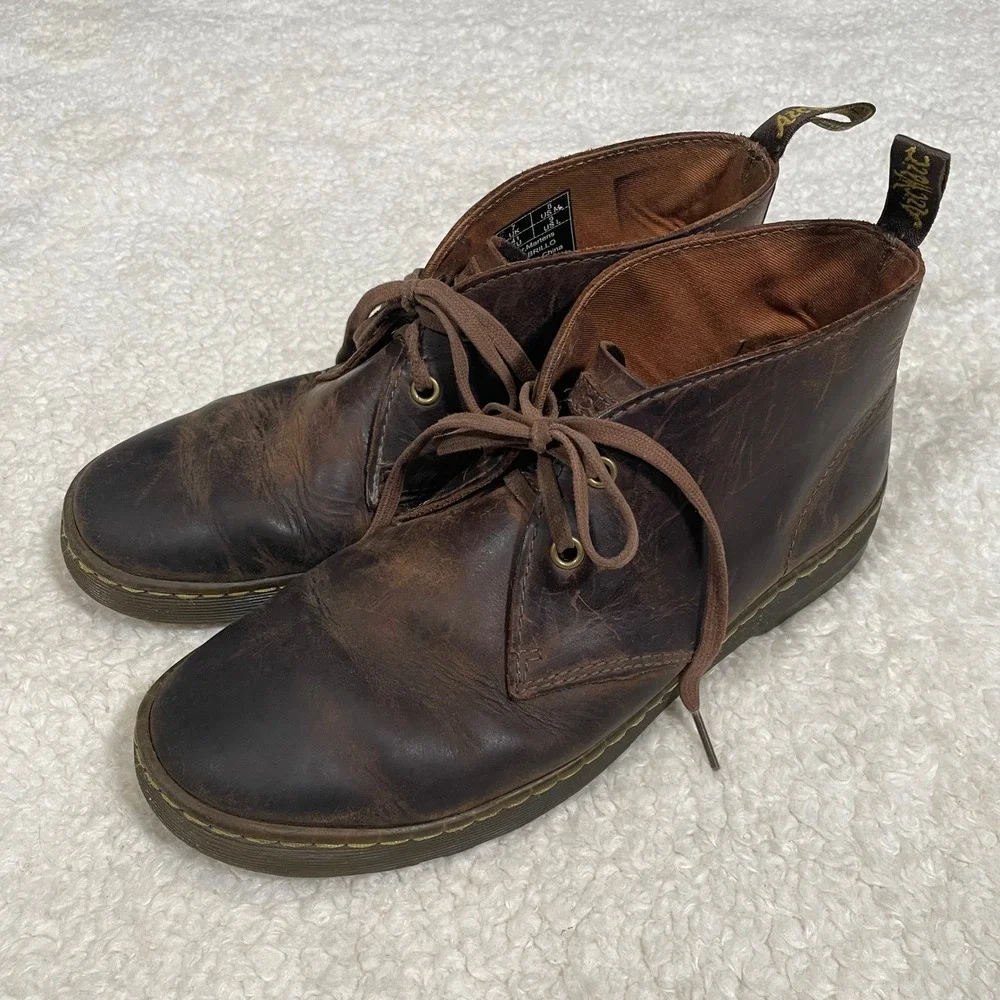 Dr. Martens Cabrillo Leather Desert Ankle Boots Crazy Horse Distressed Brown 8